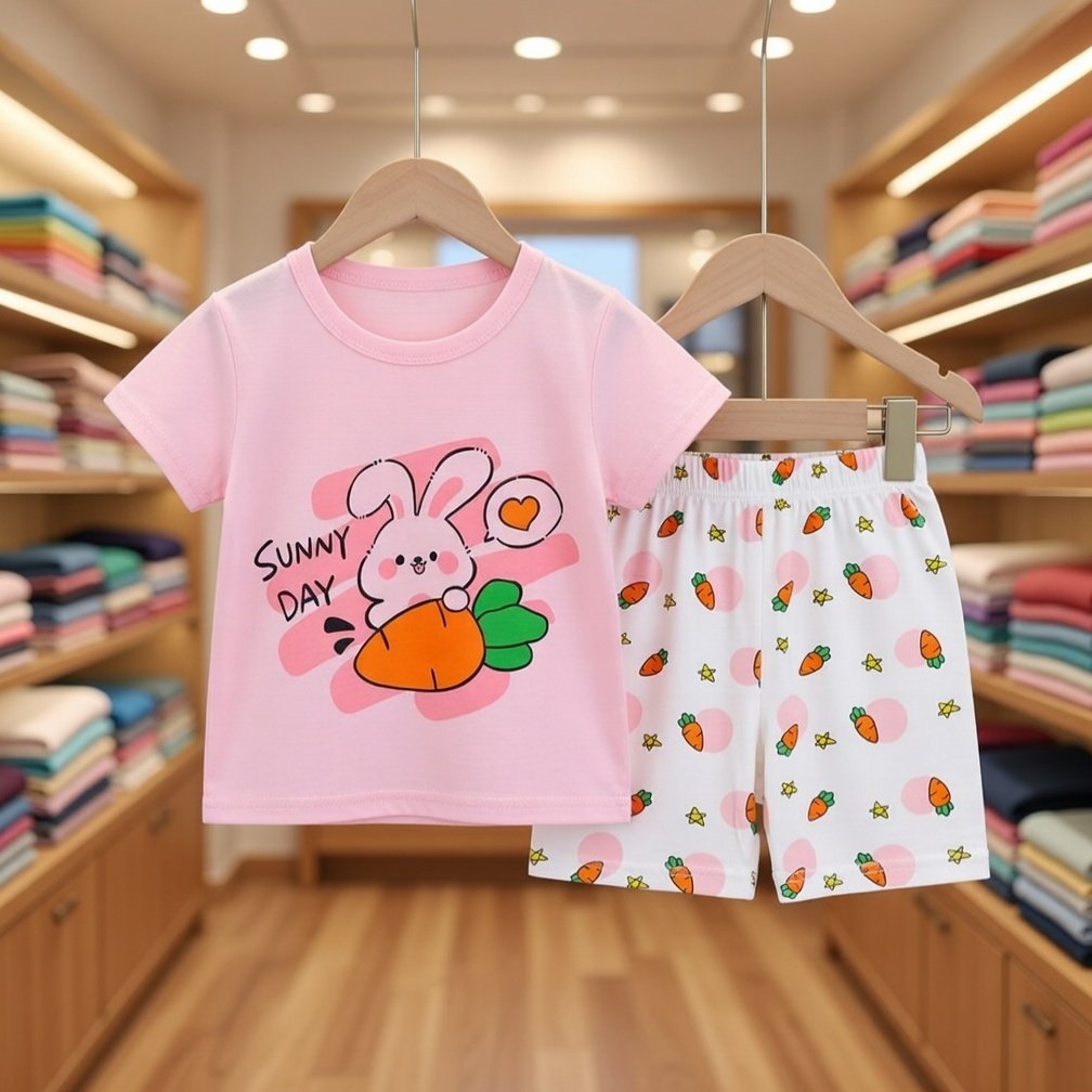 Ultra-Soft 100% Pure Cotton Kids T-Shirt Set – Breathable & Cozy for Everyday Play